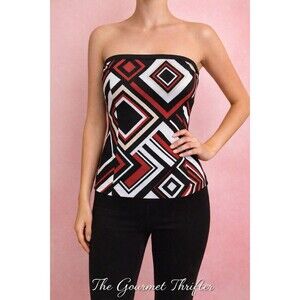 White House Black Market Corset Removable Straps Geometric Print Bustier Size 2